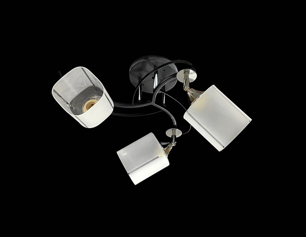 VALESO Люстра стельова класична на 3 плафони метал та скло VALESO 2438D/3 Чорний+Хром Коломия - фото 1