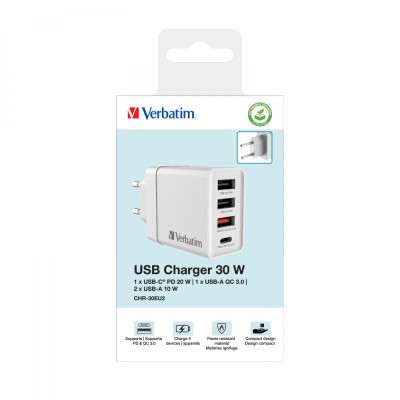 Зарядний пристрій Verbatim USB 30W PD3.0 4-ports white (49701) Вінниця - фото 8