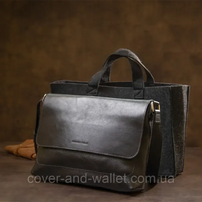 Мужская сумка мессенджер горизонтального типа из гладкой кожи Grande Pelle 753610 Киев - изображение 10