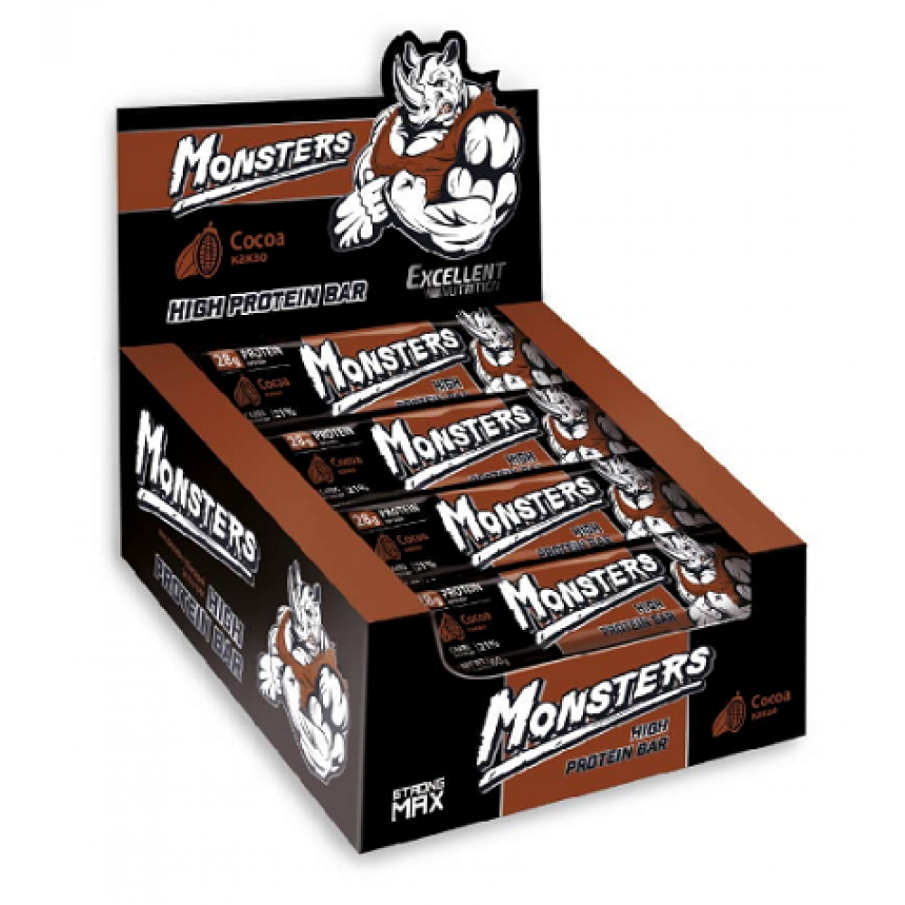 Протеиновые батончики Monsters Strong Max 80g x 20шт какао Киев - изображение 3