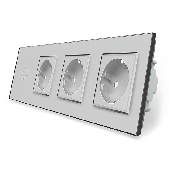 Розумний сенсорний ZigBee вимикач 1 сенсор 3 розетки Livolo сірий скло (VL-C701Z/C7C3EU-15) Коломыя
