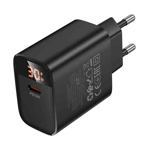 Сетевое зарядное устройство BOROFONE BA97A Ilustre single-port PD30W charger with digital display (EU) Black Одесса