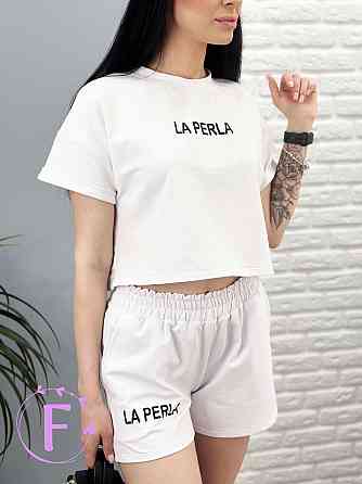 Костюм спортивний з шортами "La perla" оптом | Розпродаж моделі Білий, 42-44 Київ
