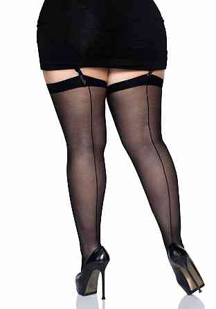 Прозорі панчохи зі швом Leg Avenue Sheer backseam stockings Black, plus size Sex Aura Київ