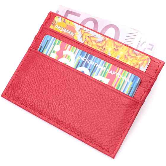 Яркий кард-кейс из натуральной кожи ST Leather 22445 Красный Киев