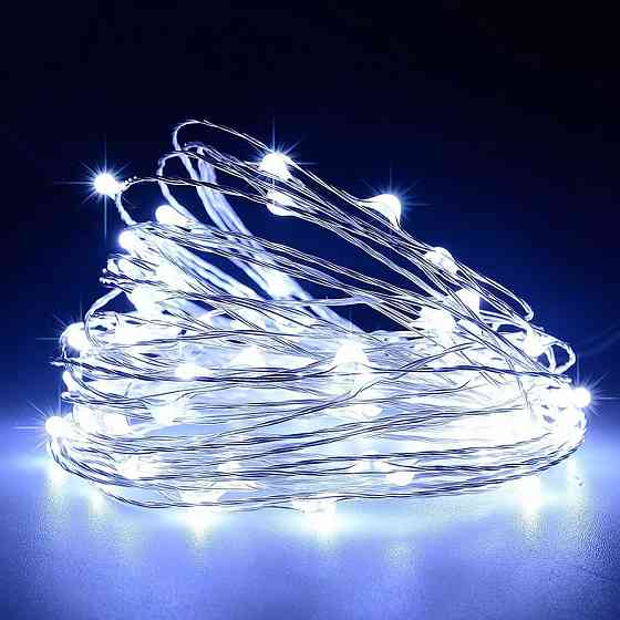 Гирлянда нить Роса от USB,50м,500LED + пульт,Холодный белый SBR Киев