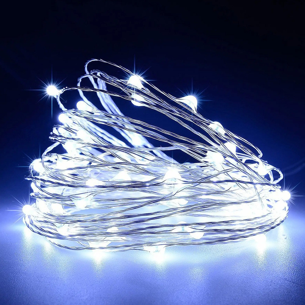 Гирлянда нить Роса от USB,50м,500LED + пульт,Холодный белый SBR Киев - изображение 3