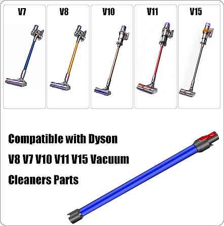 Телескопічна подовжувальна трубка для Dyson V7 V8 V10 V11 V15, алюмінієва 73 см, швидкоз'ємне з'єднання, з контактами, синя Київ