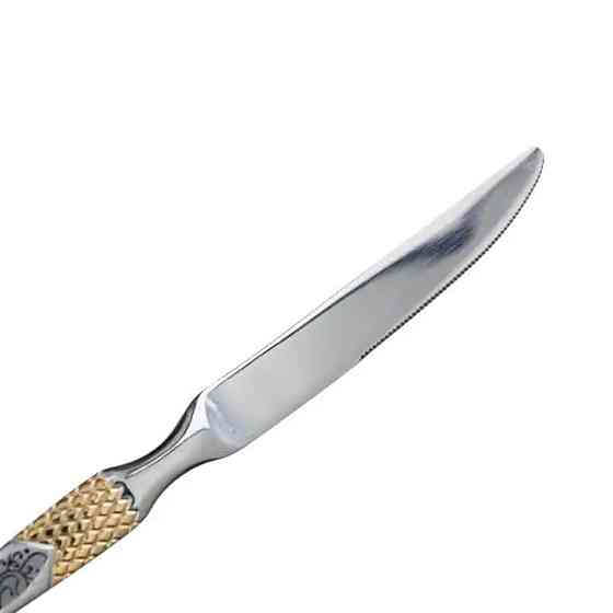 Набір столових ножів 6 штук ножі сервірувальні з нержавіючої сталі 22.7 см Срібло з золотом HP-20-36 Коломия