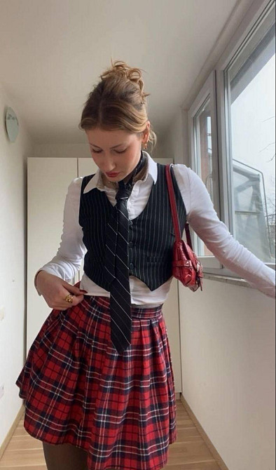 Женская трендовая мини юбка-теника в клетку тиар Одесса - изображение 4