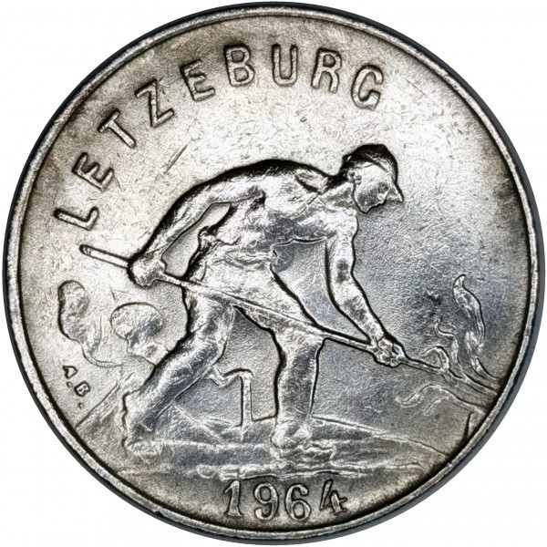 Монета 1 франк. 1964 год, Люксембург. Полтава - изображение 1