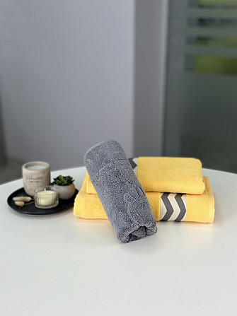 Комплект махровых полотенец с дизайном + коврик для ног Ideal Textile Жовтий Черновцы - изображение 3