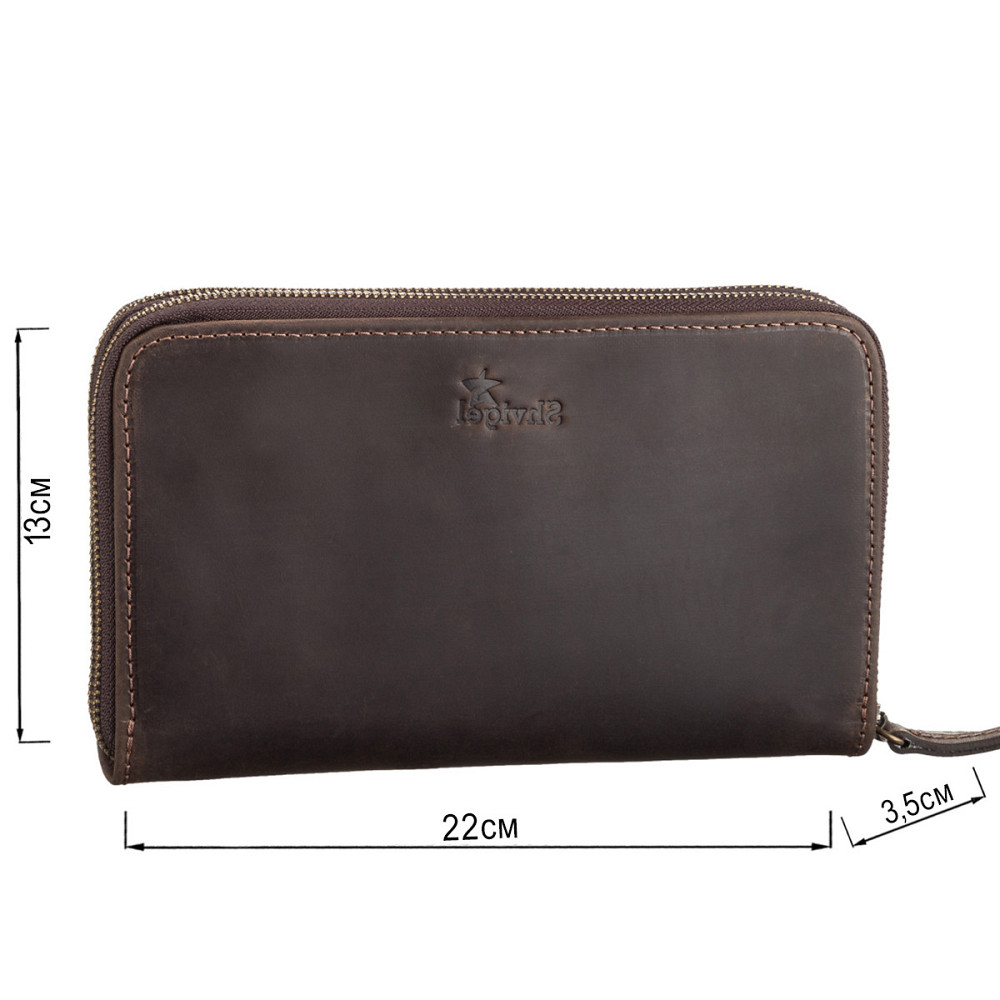 Чоловічий клатч SHVIGEL 11083 шкіряний Коричневий Київ - фото 3