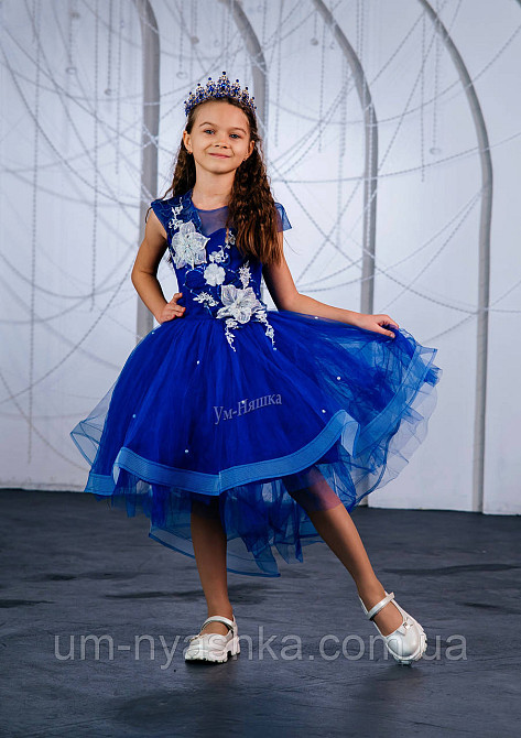 Дитяча сукня видовжене ззаду Синя 122-134 Кривий Ріг - фото 6