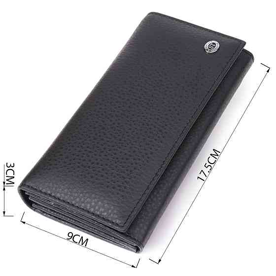 Жіночий вертикальний гаманець із натуральної шкіри ST Leather 23084 Чорний Київ