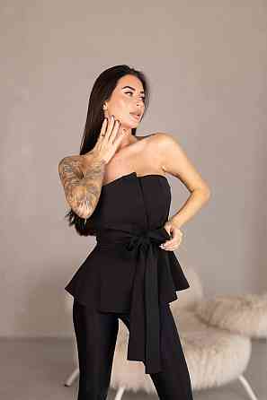 Женский стильный привлекательный корсет из плотной ткани креп костюмка чорний, 42 Одесса