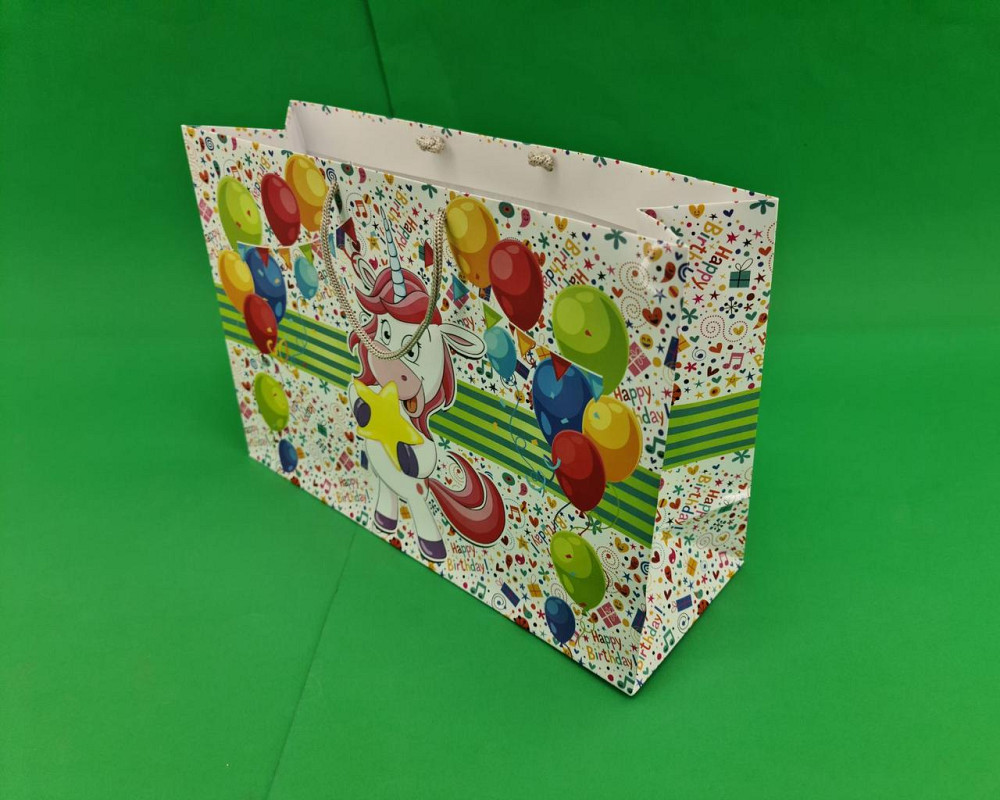 Паперовий великий горизонтальний пакет 36/22/10 (артBG-024) (12 шт.) Харків - фото 1