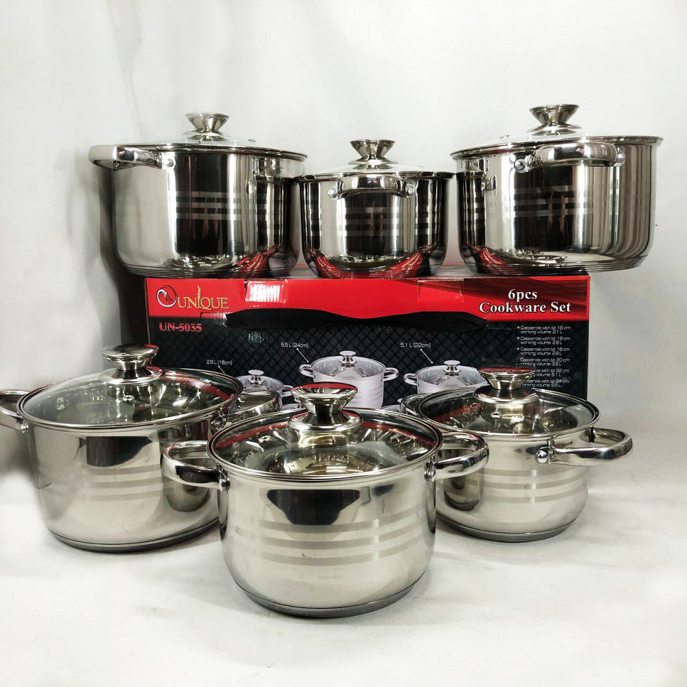 Набор кастрюль с антипригарным дном UNIQUE, Хорошие кастрюли, Набор кастрюль-сотейников AJ-70 Львов - изображение 1