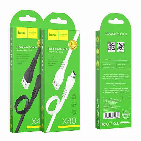 Кабель HOCO X40 USB to Micro 2.4A, 1m, TPE, TPE connectors, Black Київ