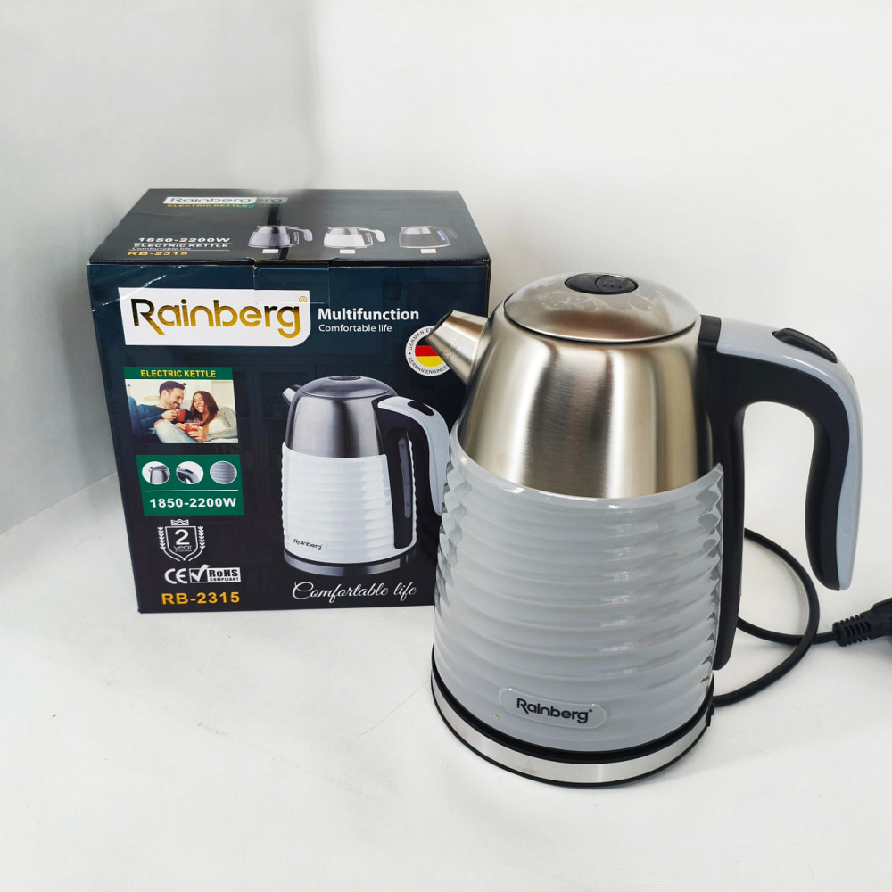 Електричний чайник з функцією автовідключення Rainberg RB-2315 1.8л 2200Вт, Чайник красивий електричний HD-21 Львів - фото 8