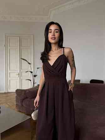 Жіночий стильний елегантний комбінезон костюмка преміум'якості Шоколад, 42 Одеса