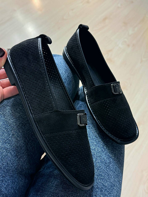 Лоферы женские Meideli 5231-8 перфорированные эко-замша черные, 39, 24,5 см Киев - изображение 3