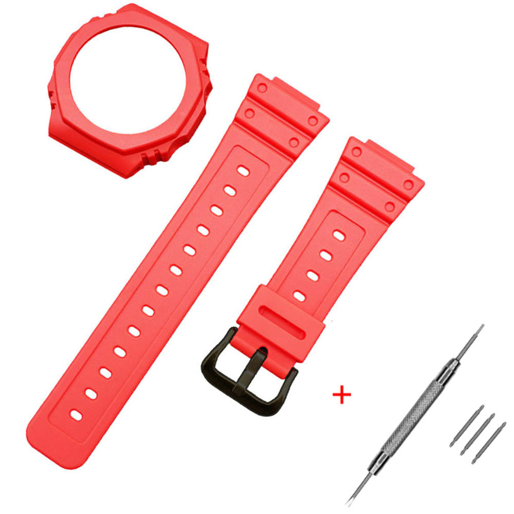 Ремешок + безель (рант) для Casio G-Shock GA-2100/GA-2110 Red Black SBR Київ - фото 1