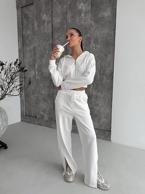 Женский повседневный костюм двойка турецкая петля Молочный, 46/48 Одесса - изображение 3