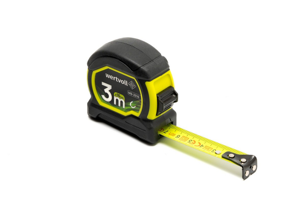 WERTVOLL Рулетка WERTVOLL 3 м×16 мм з магнітами фіксатор полотна покриття TPR нейлонове покритт Київ - фото 8