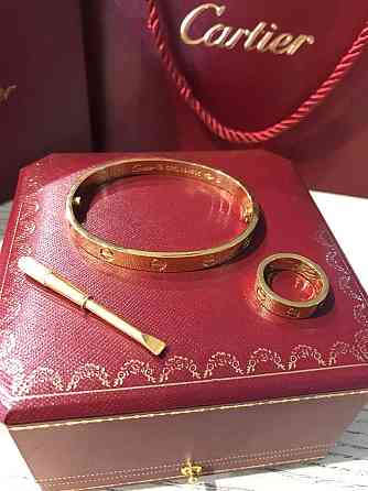 Cartier Комплект браслет Love с отверткой и кольцо в лимонном золоте / Картье браслет с отверткой и кольцо Одесса