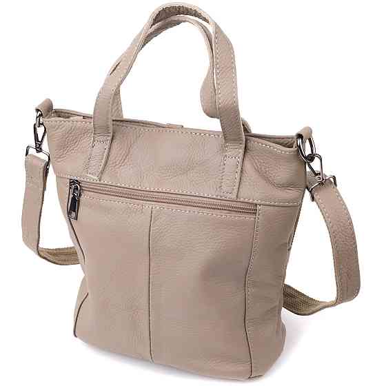 Зручна сумка жіноча з ручками з натуральної шкіри Vintage 22996 Сірий Київ