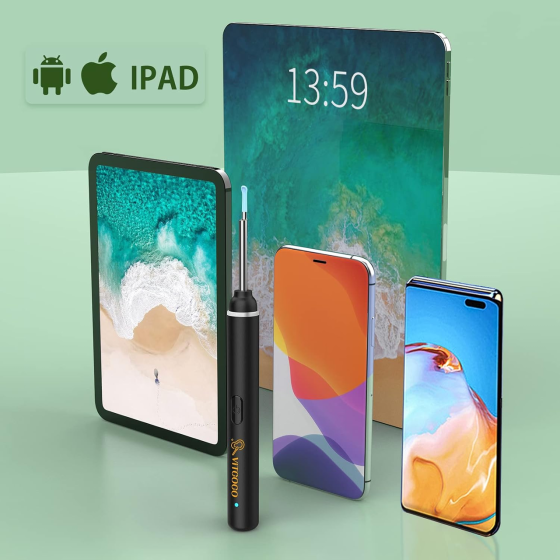 Wi-Fi отоскоп 5 МП 1920P HD, камера 3 мм, IP67, 6 LED, очиститель ушей для iPhone, iPad и Android, черный Киев