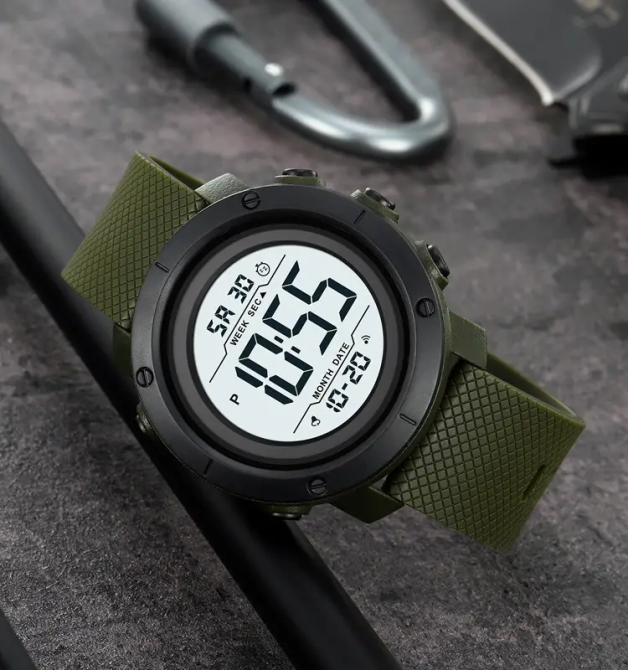 Чоловічий наручний годинник Skmei 2497 з каучуковим ремінцем (Зелений з білим) Київ - фото 5