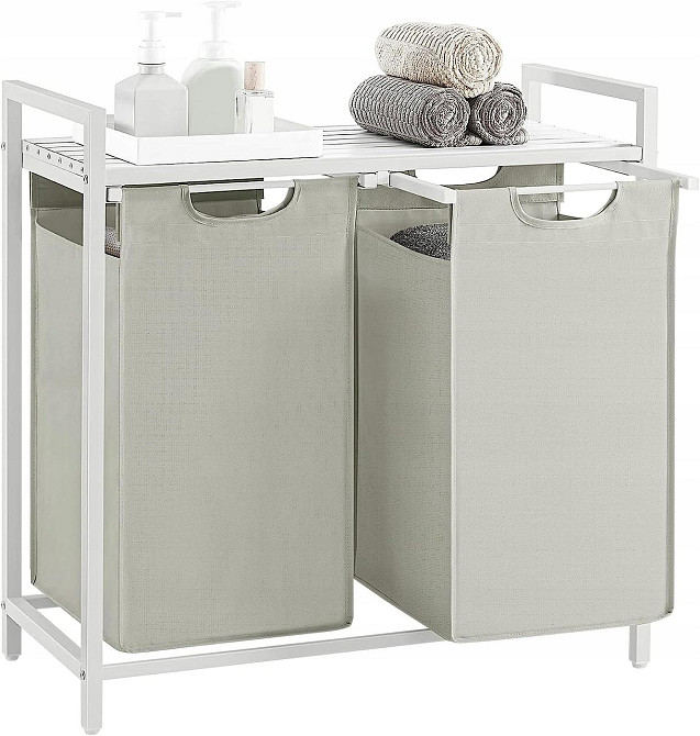 Кошик для білизни Leobert Chariot з двома відділеннями 2 x 46л білий Киев - изображение 1