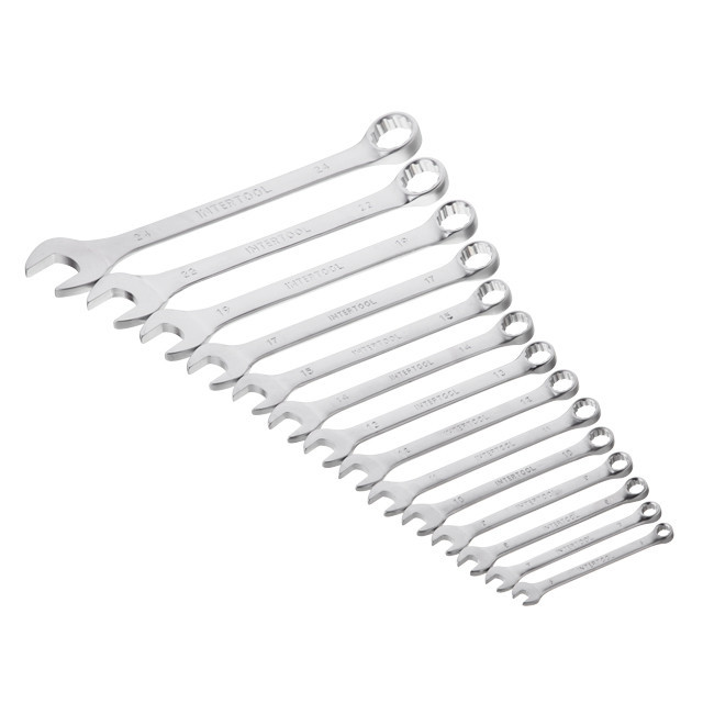 Набір ключів комбінованих, 14 шт., 6-24 мм, Cr-V INTERTOOL HT-1252 Київ - фото 3