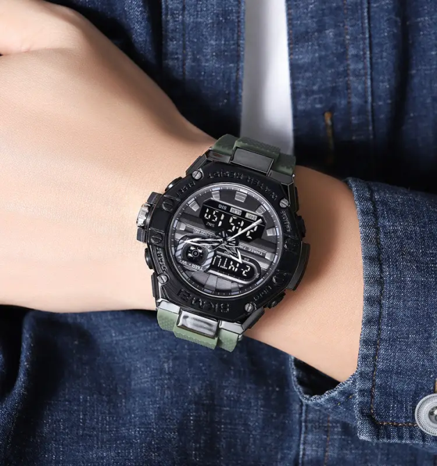 Часы мужские наручные спортивные Skmei 2221 с двойным дисплеем и подсветкой (Зеленый) Винница - изображение 9