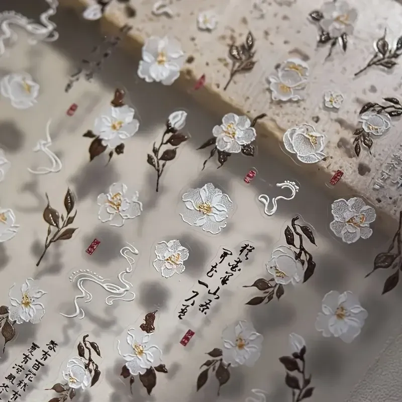 Стикеры для ногтей Камелия – объемные цветочные наклейки 3D Киев - изображение 3