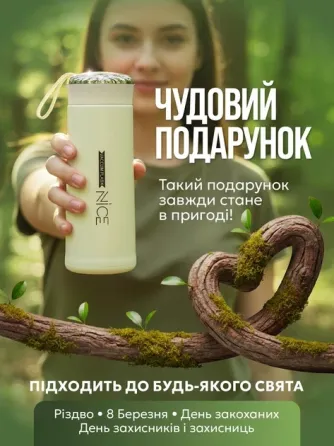 Пляшка для води Nice Bottle 400 мл скляна BPA Free з герметичною кришкою та петлею для перенесення Одеса