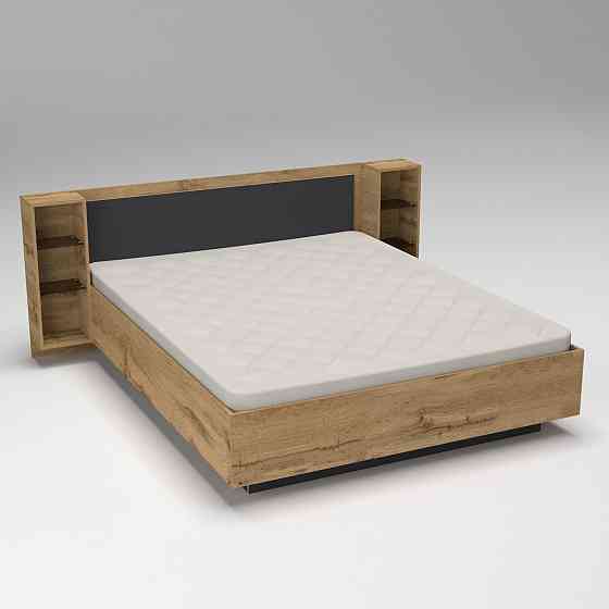 Кровать Кристалл №1 двуспальная, Дуб Аппалачи/Антрацит, 2035х1976х850 Львов