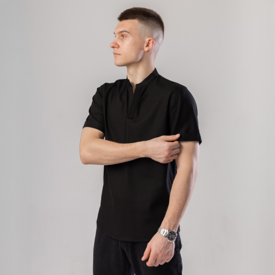 Мужская черная рубашка с коротким рукавом Pobedov Misto Киев