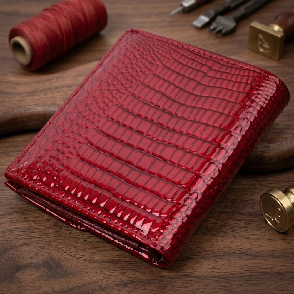 Фактурный женский кошелек из натуральной кожи ST Leather 22705 Красный Киев - изображение 14