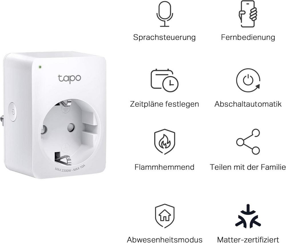 Розетка Tapo P100MA белая Mini Matter Certified Wi‑Fi 2.4GHz дистанционное управление таймер расписание Alexa Киев - изображение 6