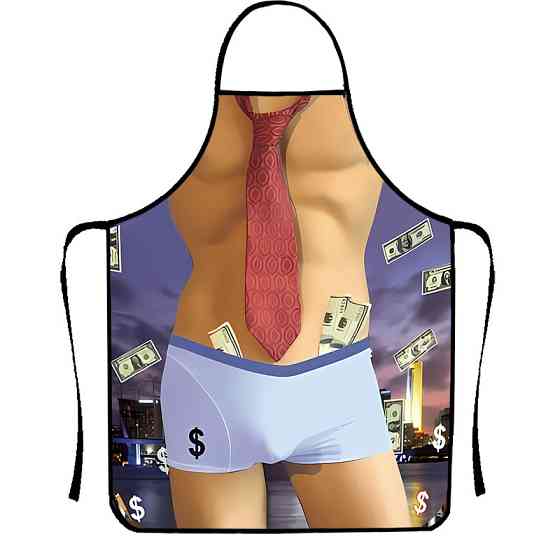 Прикольний фартух для чоловіків з краваткою та грошима 80 на 60 см різнобарвний Київ