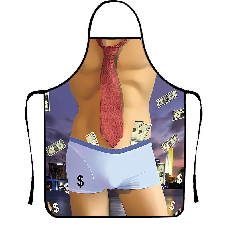 Прикольний фартух для чоловіків з краваткою та грошима 80 на 60 см різнобарвний Київ - фото 1