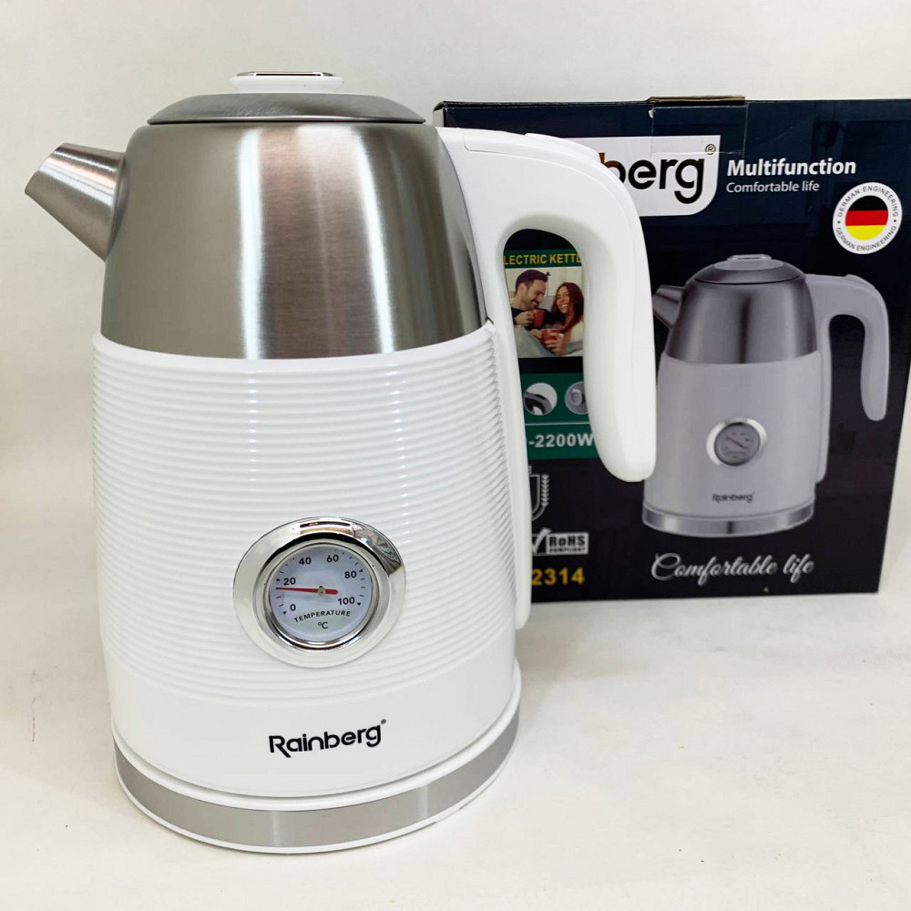 Чайник электрический с датчиком температуры Rainberg RB-2314 2200Вт 1.7л White LU-65 Львов - изображение 16
