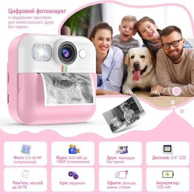 Детский фотоаппарат ColorWay с функцией мгновенной печати (Pink) (CW-PHP01P) Винница - изображение 7