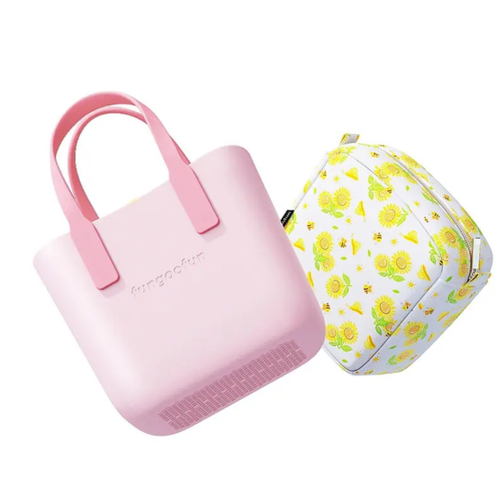 Сумка женская шопер силиконовая на плечо водонепроницаемая сумочка с подкладкой на молнии Fungoofun, розовая Каменец-Подольский