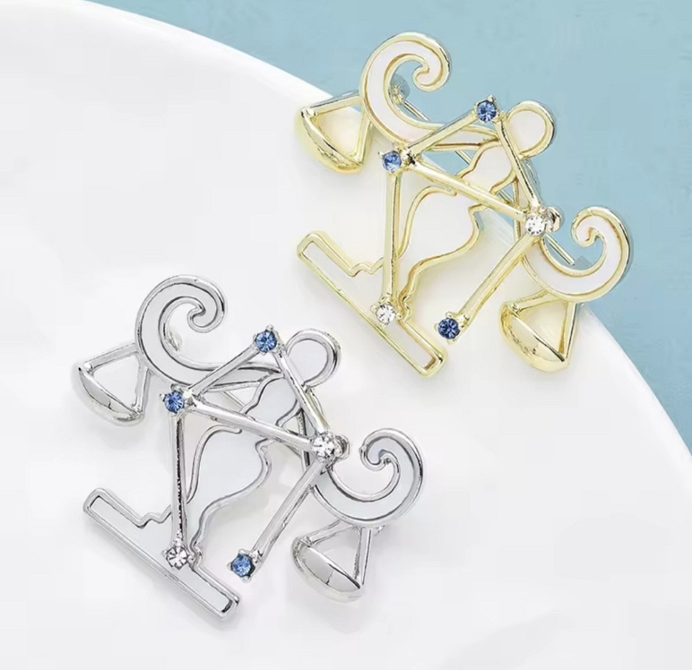 Брошка знак зодіаку "Терези" Сріблястий Золотистий Сміла - фото 3