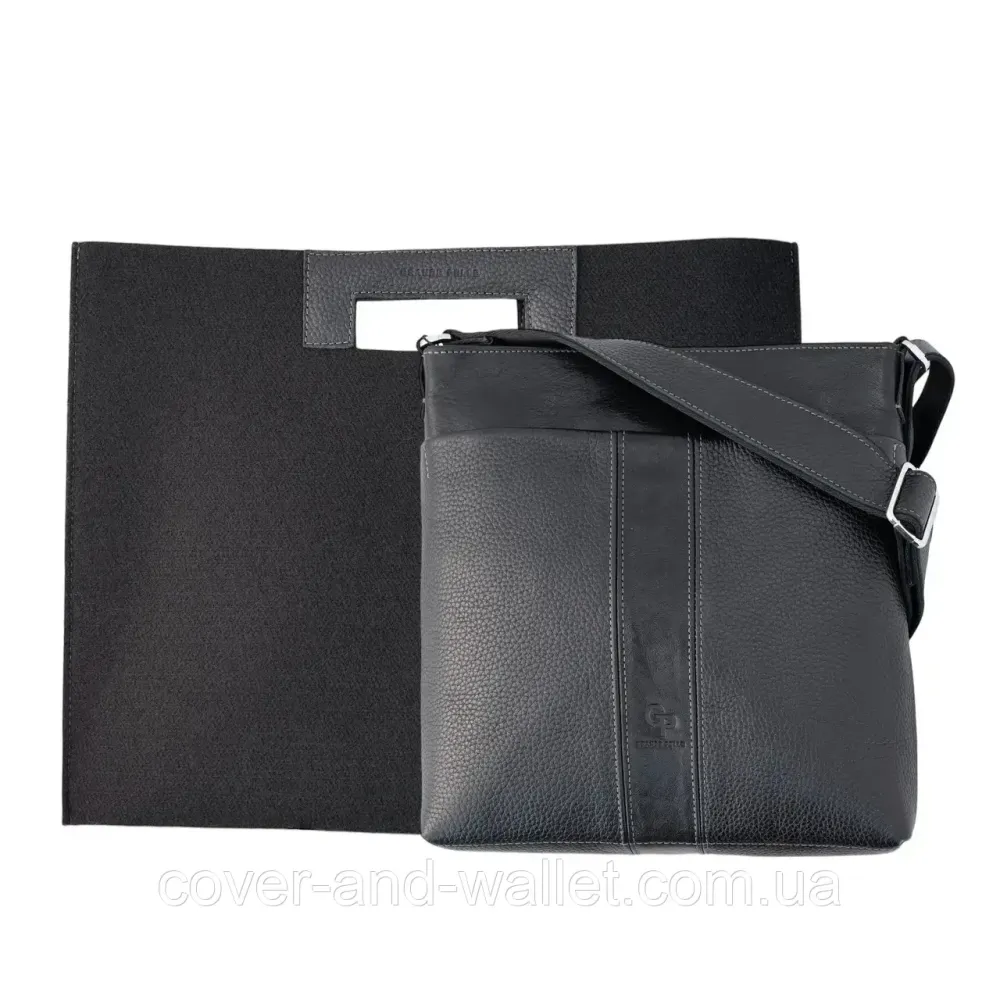Модная мужская сумка планшет с натуральной кожи черного цвета Grande Pelle 749710 Киев - изображение 10
