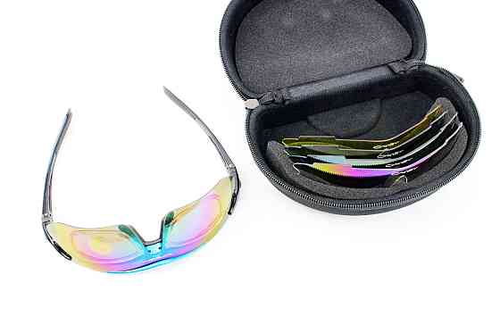 Окуляри з набором для догляду, змінні лінзи 5шт, у твердому чохлі, синьо-чорні НЕ оригінал Київ